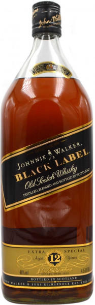 Johnnie Walker Whisky Black Label 12 Jahre 4,5l Großflasche - Alte Ausstattung