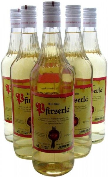 6 Flaschen Prinz Pfirserla ( Pfirsichschnaps ) 1,0l aus Österreich