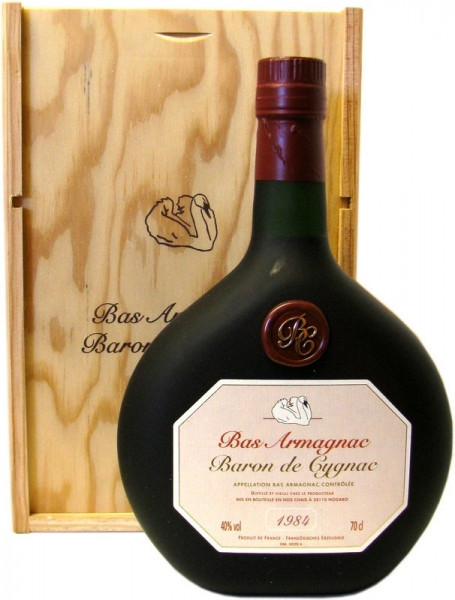 Rarität: Armagnac Baron de Cygnac 0,7l Jahrgang 1984 incl. Holzkiste