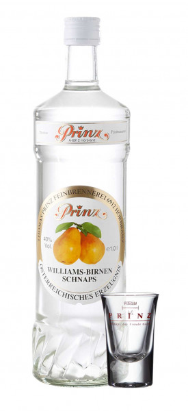Prinz Williams Birnen Schnaps 1,0l incl. 1 Glas - Spirituose aus Österreich