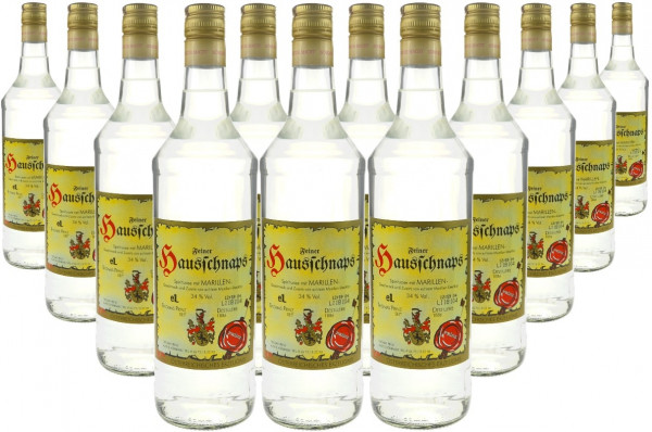 12 Flaschen Prinz Hausschnaps Marille 1,0l - sehr milder Schnaps aus Hörbranz in Österreich - 7 % Ra