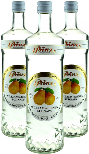 3 Flaschen Prinz Williams Birnen Schnaps 1,0l Spirituose aus Österreich