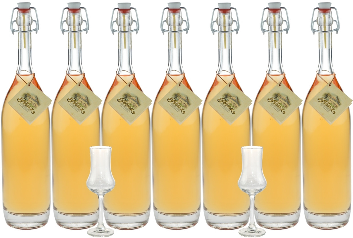 Probierpaket: 7 Flaschen Prinz Alte Sorten 0,5l (Marille, Apfel,  Williamsbirne, Waldhimbeere, Zwetschke, Kirsche, Haselnuss) - im Holzfass  gereift, aus Österreich