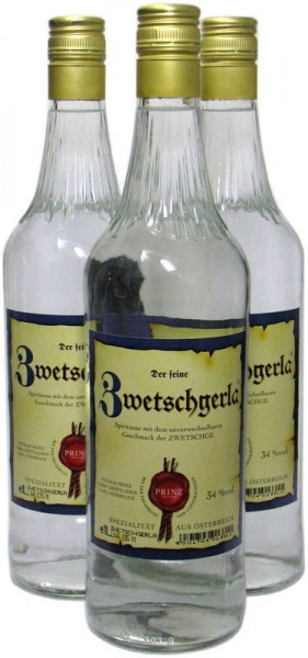 3 Flaschen Prinz Zwetschgerla (Zwetschgenschnaps) 1,0l aus Österreich