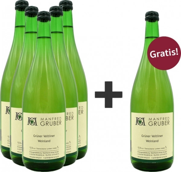 Gruber Grüner Veltliner Landwein - 5x1,0l + 1 gratis!